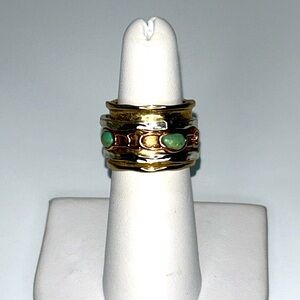 NWOT Studio Barse Designer Multi Metal Genuine Gemstone Fidget Spinner Ring